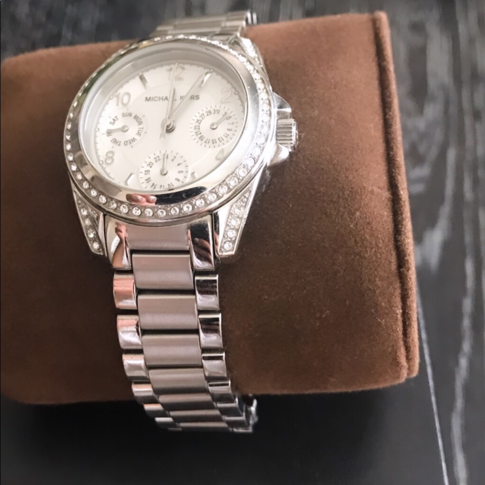 Gold Michael Kors watch with rhinestones